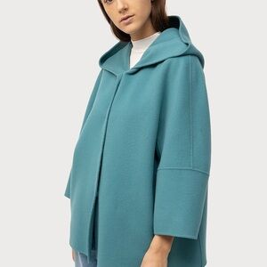 Max Mara Teal Hooded Coat